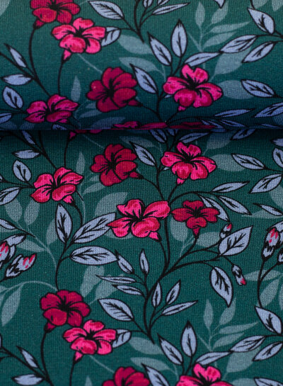 Swafing Hibiscus petrol - modal french terry