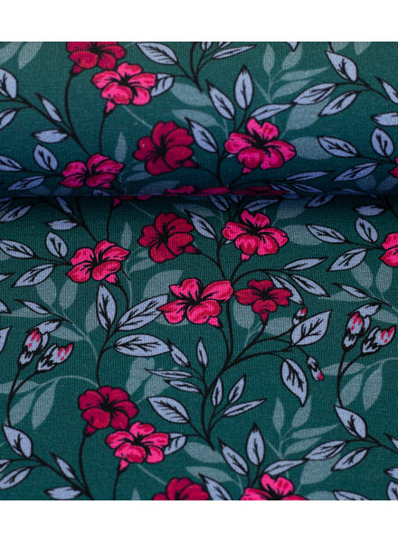 Swafing Hibiscus petrol - modal french terry