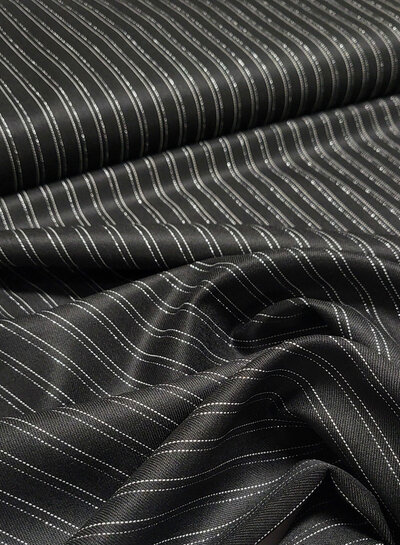 Madeline beautiful viscose blend - black with silver lurex pinstripe