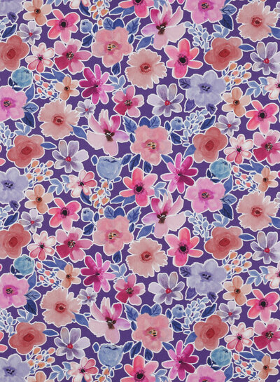 Poppy fabrics purple flowers - poplin cotton