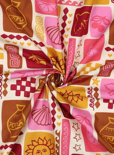 Poppy fabrics vrolijke print - popeline katoen