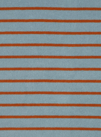 Poppy fabrics vergrijsd blauw en roest gestreept - spons