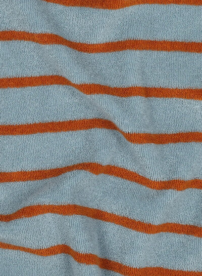 Poppy fabrics grayish blue and rust striped - sponge