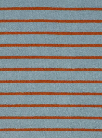 Poppy fabrics vergrijsd blauw en roest gestreept - spons