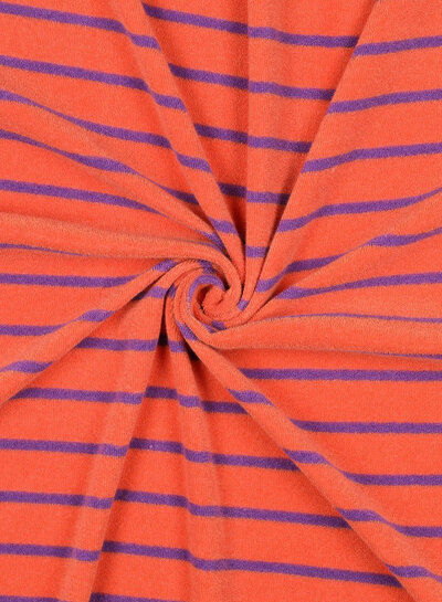 Poppy fabrics coral and lilac striped - sponge