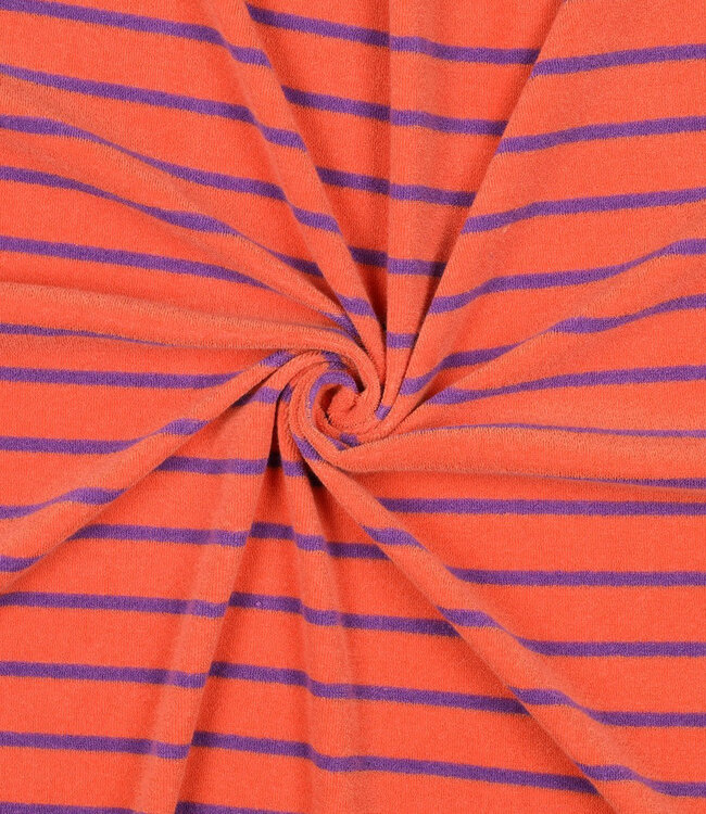 Poppy fabrics koraal en lila gestreept - spons