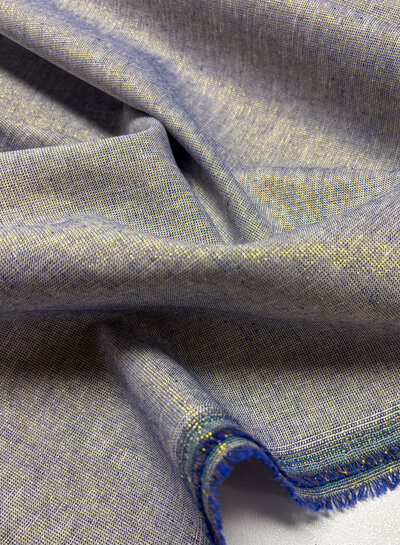 Poppy fabrics blauw met vleugje bling bling - katoen linnen mix