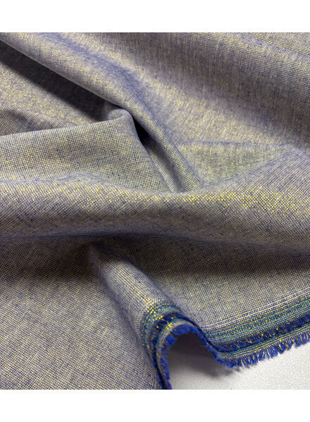 Poppy fabrics blue with a touch of bling bling - cotton linen mix