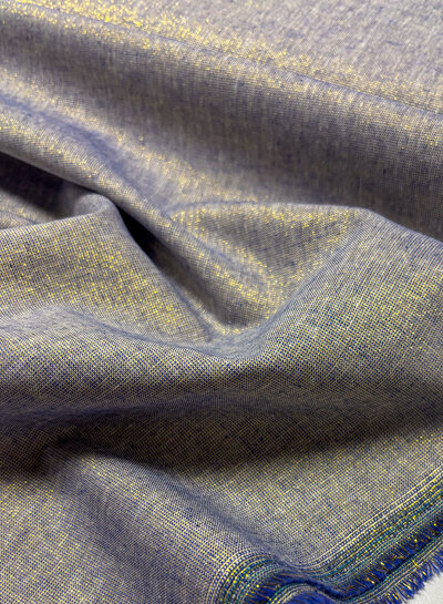 Poppy fabrics blue with a touch of bling bling - cotton linen mix