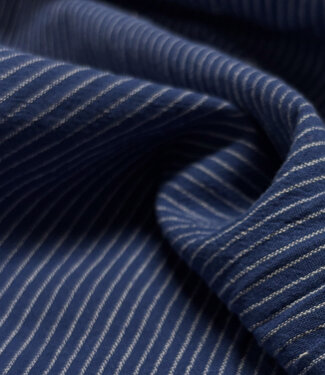 indigo blue and white pinstripe - woven cotton