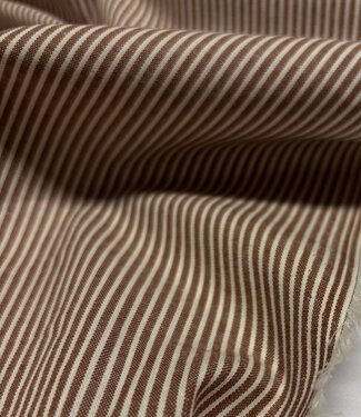 cognac and ecru striped - woven cotton
