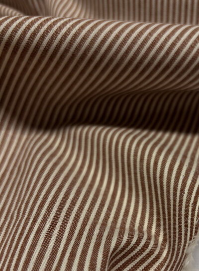 cognac and ecru striped - wrincle cotton