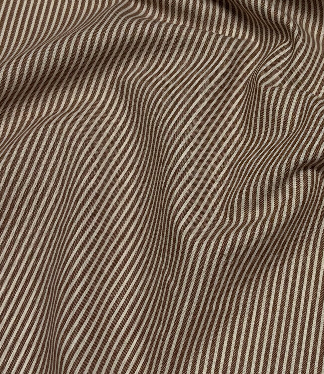 cognac en ecru gestreept - wrincle cotton