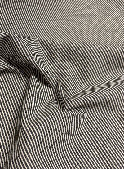 ecru en zwart gestreept - wrincle cotton