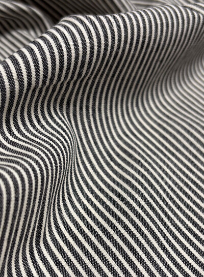 ecru en zwart gestreept - wrincle cotton