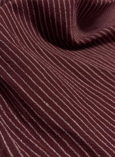 bordeaux and white pinstripe - wrincle cotton