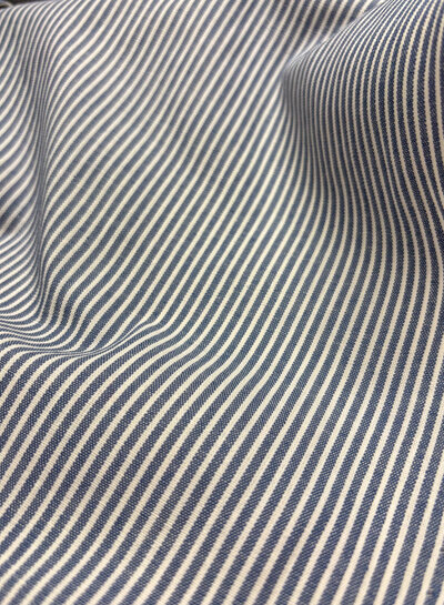 denim blue and ecru striped - wrincle cotton