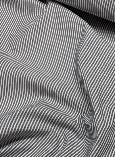 denim blue and ecru striped - wrincle cotton