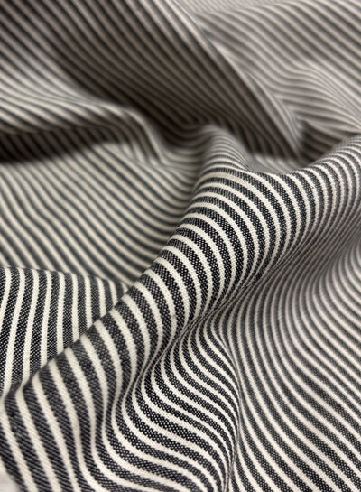 denim blue and ecru striped - wrincle cotton