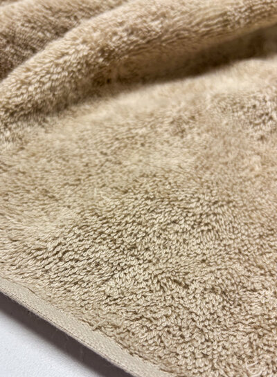 cotton terry cloth - beautiful soft quality with finished selvedges - pink-brown