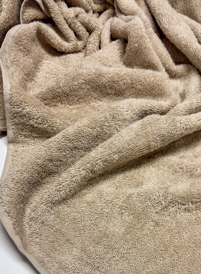 cotton terry cloth - beautiful soft quality with finished selvedges - pink-brown