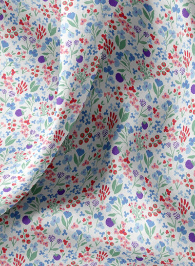 blue flowers - cotton