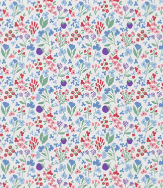 blauw bloemetjes - katoen