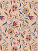 flowers on a salmon-colored background - cotton