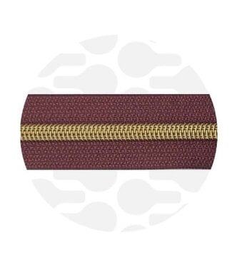ZipperZoo spiral zipper porto red with gold spiral #5 (excl. zipper pulls)