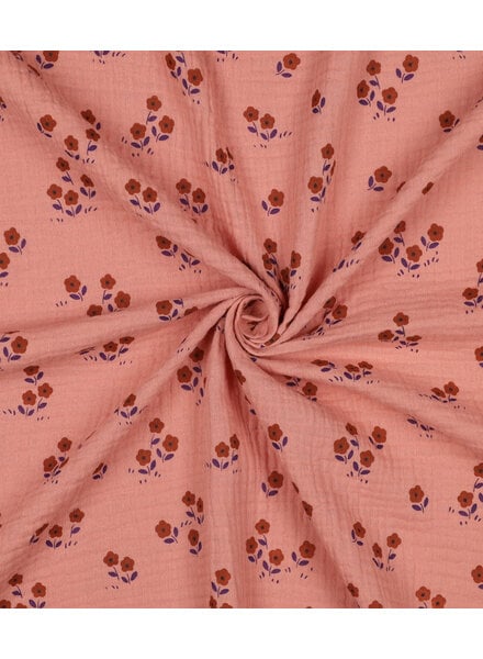 mini flowers - rust peach - tetra / double gauze