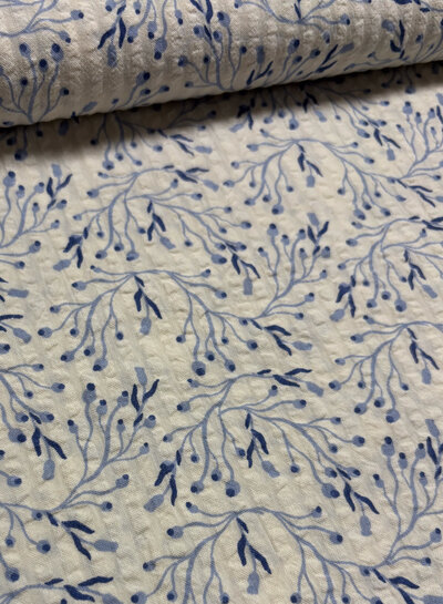 blauwe twijgjes seersucker