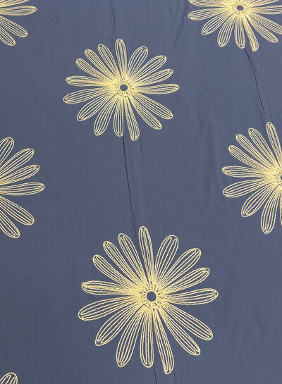 Poplin cotton embroidery jeans blue