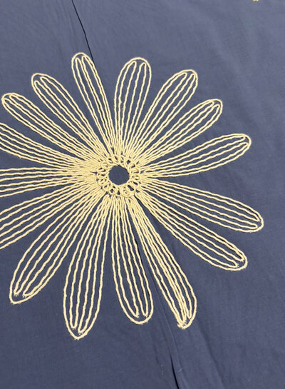 Poplin cotton embroidery jeans blue