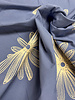 embroidery flower jeansblauw - popeline katoen