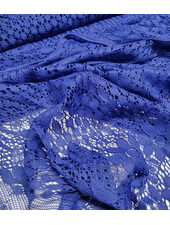 Madeline cobalt blue beautiful soft lace with flowers - cotton