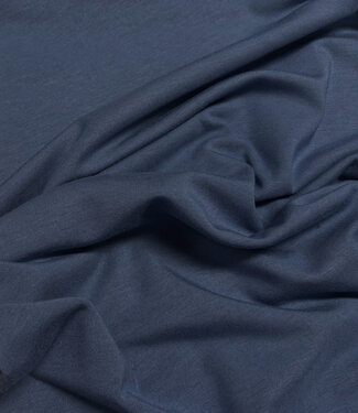 jeansblauw - zacht en stevige modal tricot - interlock gebreid