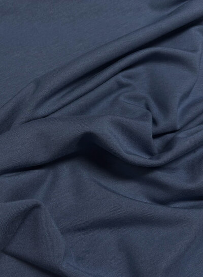 jeansblauw - zacht en stevige modal tricot - interlock gebreid