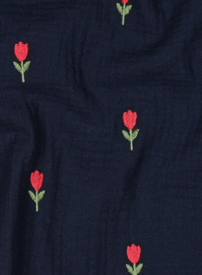 embroidered tulips  - tetra double gauze