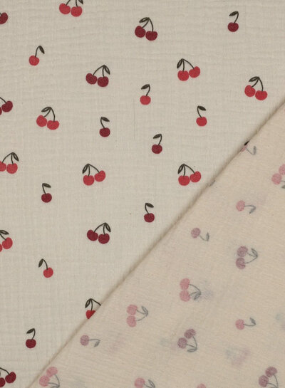 cherries - off-white - tetra double gauze