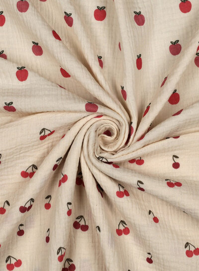 cherries - off-white - tetra double gauze