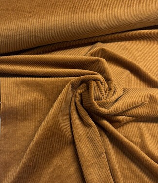 cognac - washed corduroy met stretch - ribfluweel