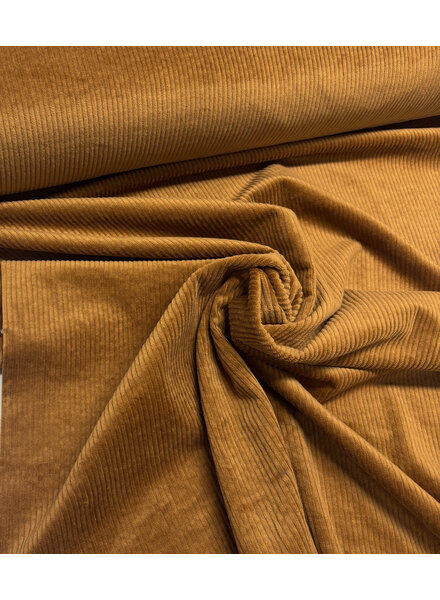 cognac - washed corduroy met stretch - ribfluweel