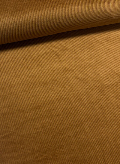 cognac - washed corduroy met stretch - ribfluweel