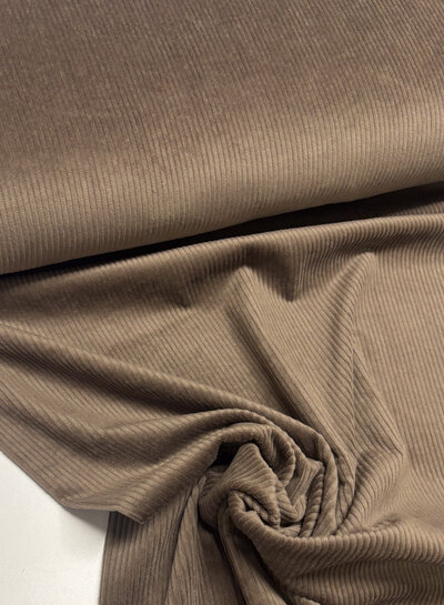donkerbruin - washed corduroy met stretch - ribfluweel