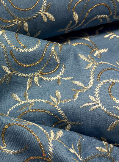 denim embroidery and sequins