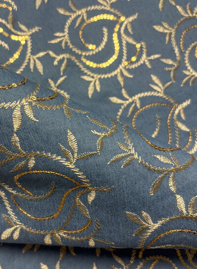 denim embroidery and sequins
