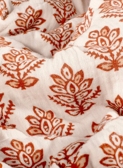 abstract navy blue and tobacco - quilted tetra double face