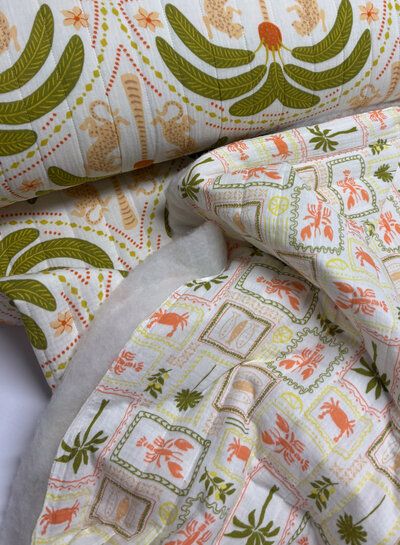 lobster and leopard - gewatteerd tetra double face