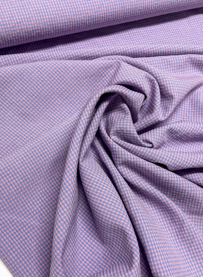 MINI gingham check blue/salmon pink - seersucker