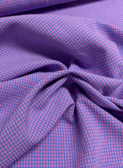 MINI vichy check cobalt blue and fuchsia - seersucker